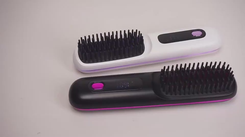 2 In 1 Straight Hair Comb Wireless Hair Straightener Brush Hair Fast Heating Portable Hot Curler USB Charging